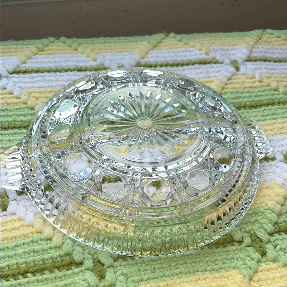 Clear‎ Pressed Glass Divided Side Dish Serving Plate